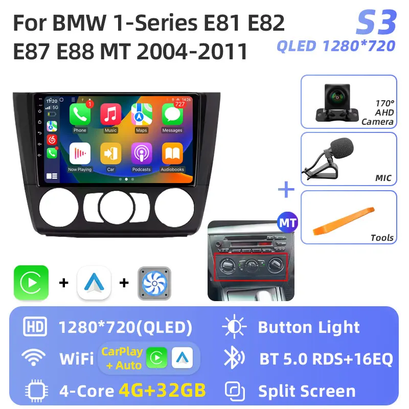 Jundof Android 16 Autoradio Voor BMW 1 Serie E81 E82 E87 E88 OP 2004-2012 GPS Navigatie DSP Carplay IPS Multimedia Serero Auto