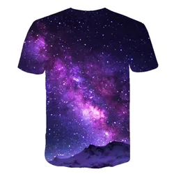 Purple Galaxy T Shirt Men Space 3d Printing T-Shirt Universe Short Sleeve Print Funny Streetwear Casual Tops O-Neck Clothing