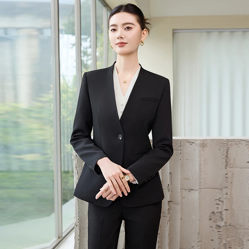 Tailleur pantalone formali da donna Abbigliamento da lavoro professionale da lavoro con pantaloni e giacche Cappotto Set di abbigliamento per blazer per interviste carriera