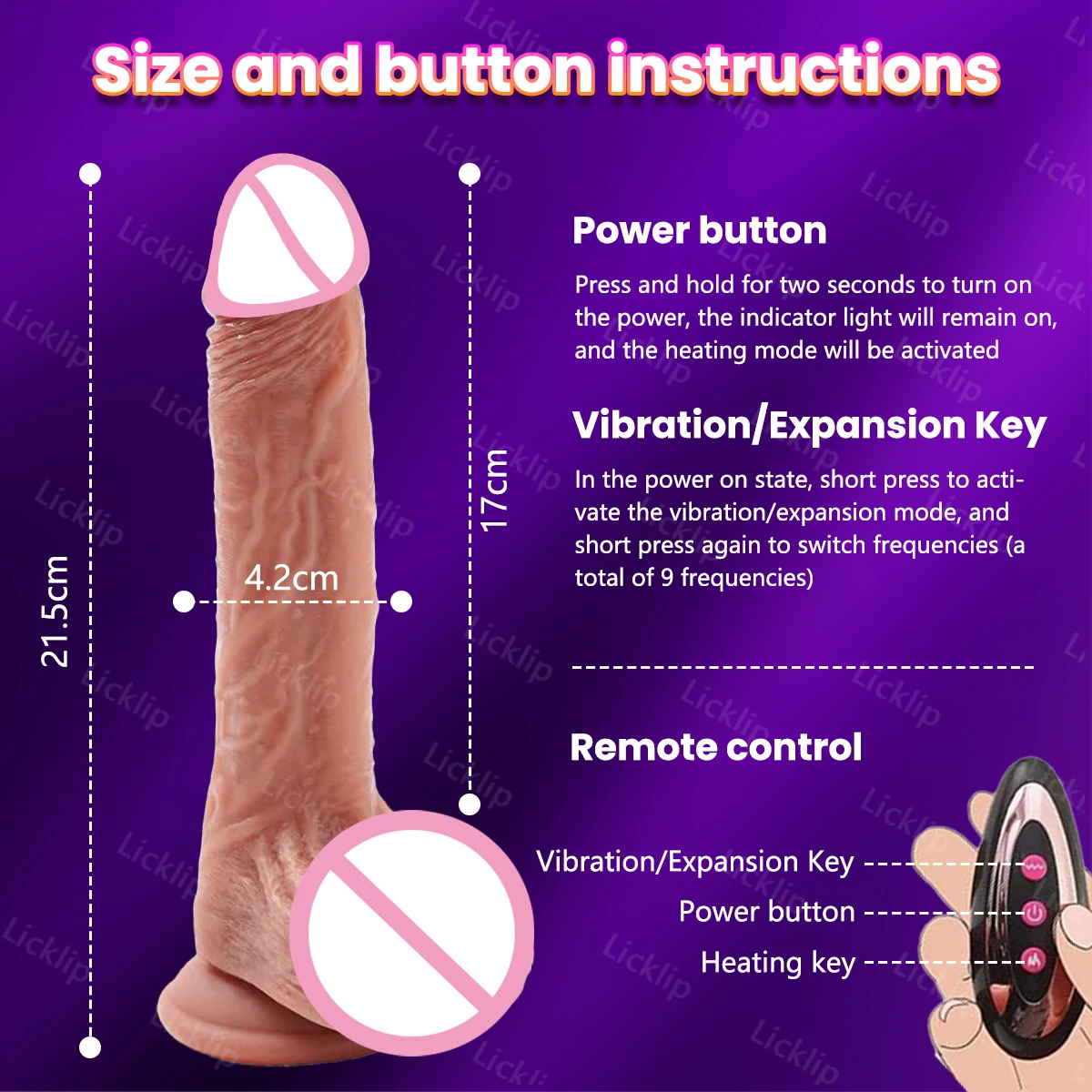 LICKLIP Super Soft Huge Thrusting Dildo Vibrator Sex Toys Vibrating Realistic Penis Anal Stimulation Dildo Vibrator for Women 18