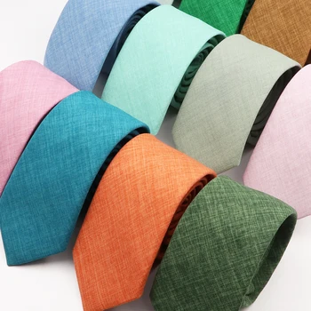 新しいソリッドカラーセージグリーンピンクブルーオレンジ綿ネクタイ 6.5 センチメートルスキニーウェディングパーティーシャツスーツネクタイネクタイアクセサリーギフト