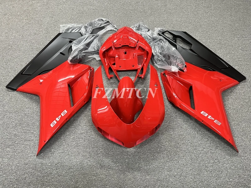 4Gifts New ABS Bike Fairings Kit Fit for Ducati 848 1098 1198 Evo 2007 2008 2009 2010 2011 2012 Bodywork Set Custom Red Black