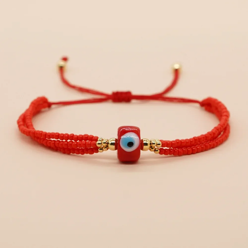 Beaded bracelet Devil's eye Originality Multilayer Hand knitting Bohemia Tide Adjustable Simple Rice bead bracelet