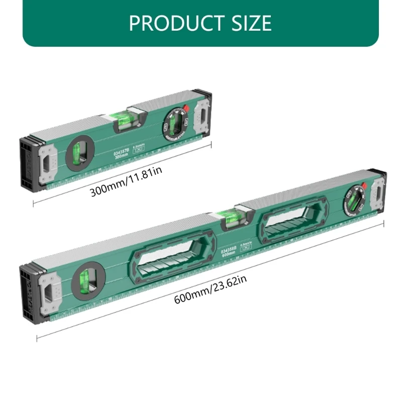 Régua medição 12 polegadas/24 polegadas com escala métrica Régua magnética forte