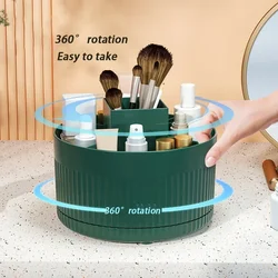 360° Rotating Jewelry Makeup Storage Box Desktop Makeup Organizer Cosmetic Brush Holder Lipstick Eyebrow Pencil Holder Container