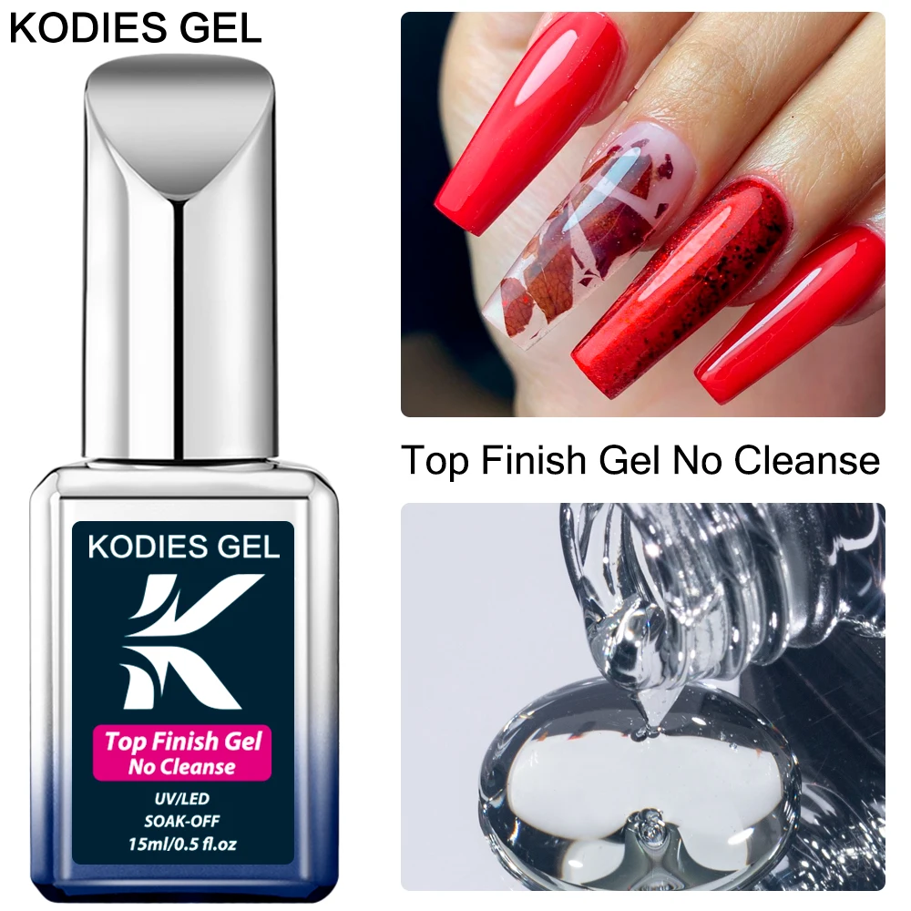 KODIES GEL N64.Gel Verhéritage Top Coat, Sans Lingette, 15ml, UV, Diamant, Fonction Fine, Base, Verhéritage à Ongles, Manucure, Matériau de Finition Résine