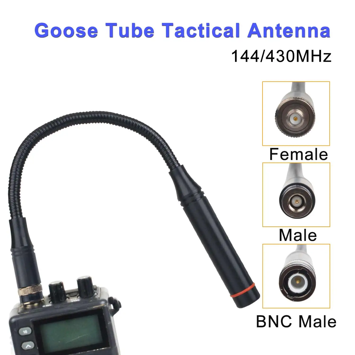 

Walkie Talkie Goose Tube Tactical 3.8dBi High Gain VHF UHF Dual Band 144/430MHz Handheld Flexible Antenna 12.8inch 325mm