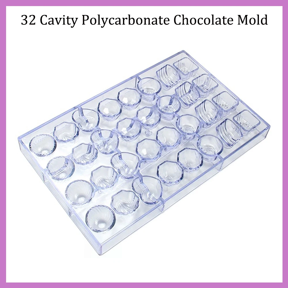 32 Cavity Polycarbonate Chocolate Mold Baking Dessert Tool Mousse Cake Mold