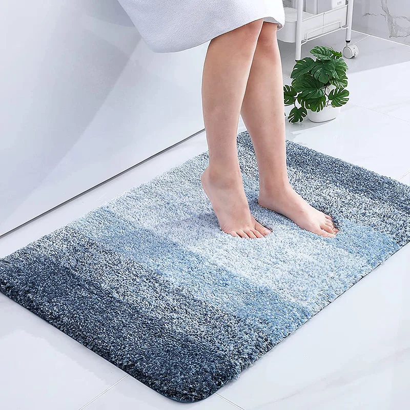 VIKAMA Gradient Stripes Imitation Cashmere Bathroom Floor Mats Anti-Slip Wear-Resistant Bathroom Mats Home Decoration