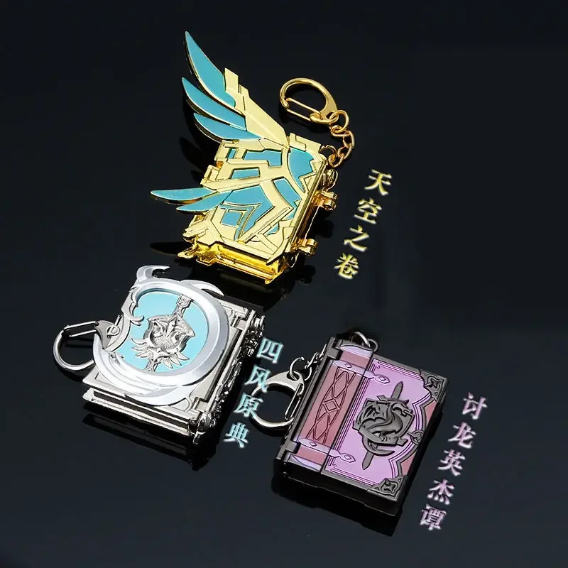 

6CM Genshin Impact Game Peripherals Magic Weapon Alloy Keychain Accessories Cute Bag Gifts Children Toys for Kid KeyRing Collect