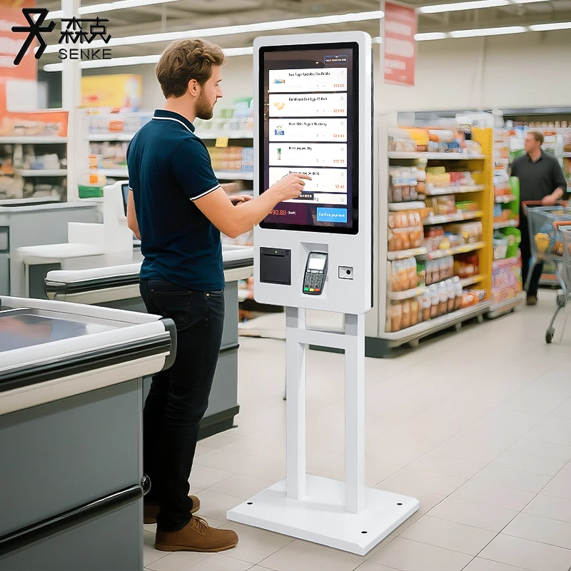 

23.6 Inch Self Checkout Kiosk Checkout Machine Supermarket Rfid Nfc Pos Hotel Floor Standing Self Checkout System Kiosk