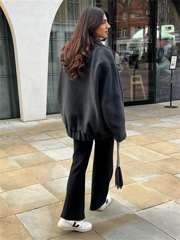 Autumn Loose Casual Jackets Outwear Female Pocket Solid Long Sleeve Patchwork Commute Coat High Street For Women Jackets