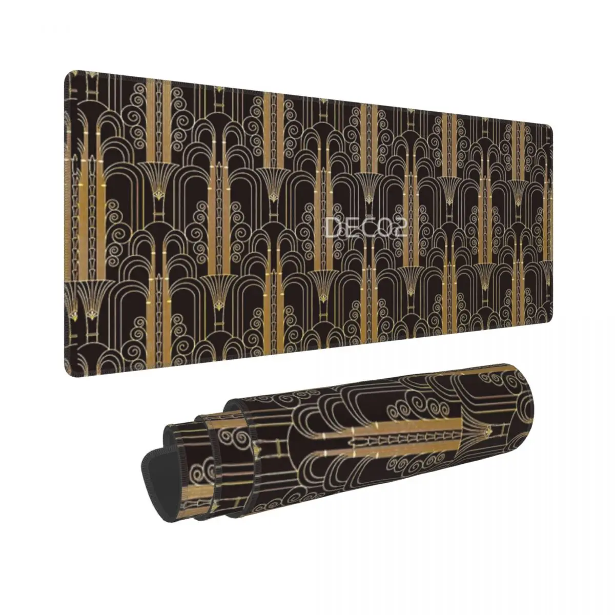 Glamorous Gold-Color Art Deco Pattern Rubber Keyboard Pads