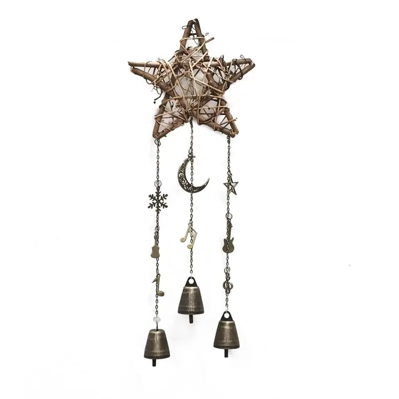 ABVT-Witch Bells Protection Door Hangers Witch Wind Chimes Hanging Witch Bells Handmade Rattan Wind Chimes Decor