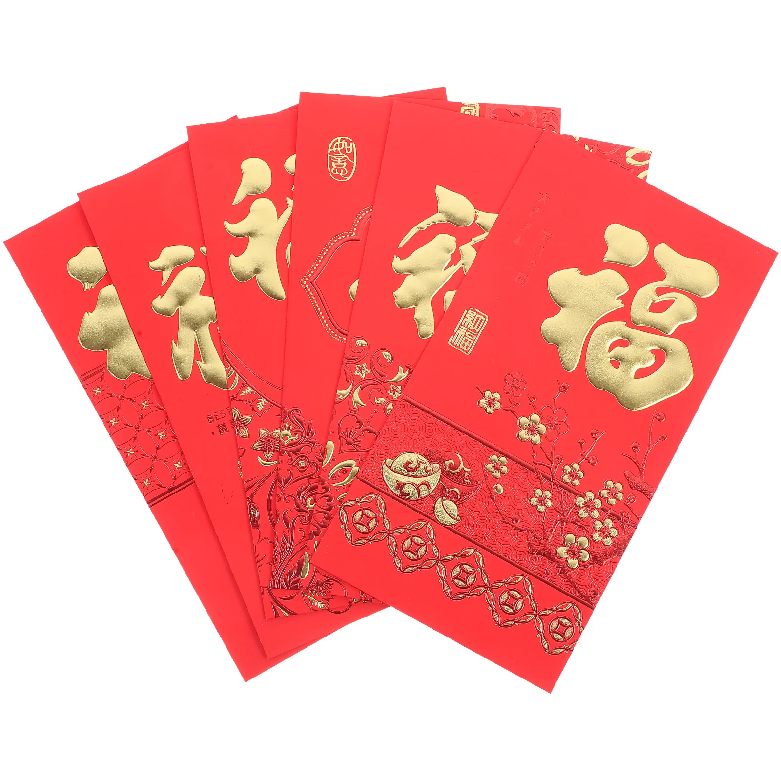 6 Pcs Zodiac Sign Is Seal Red Money Envelopes Chinese New Year Pockets Small Lunar Wedding Style