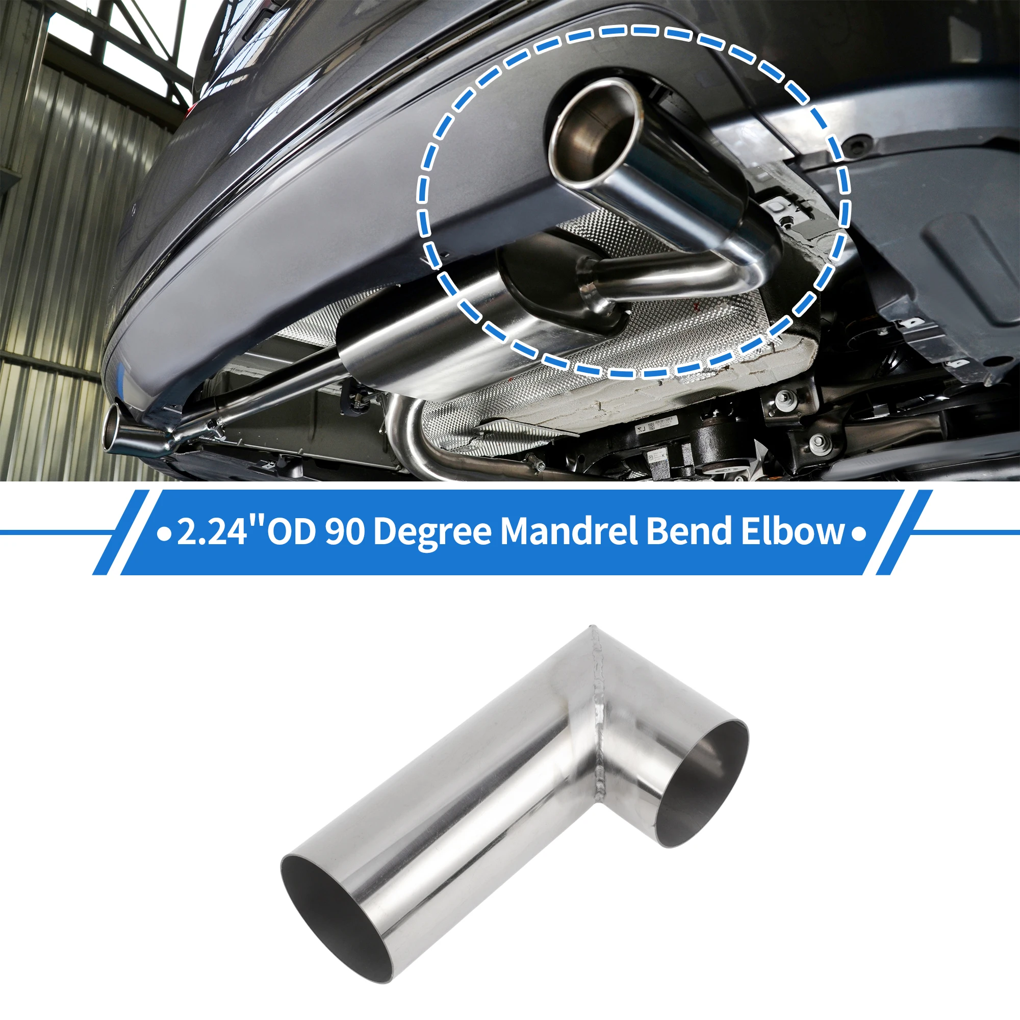 X Autohaux 57/64/70/76/80/89/102mm OD 90° Mandrel Bend Elbow T304 Stainless Steel Exhaust Tube Piping Universal Extended Pipe
