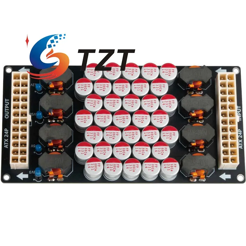 TZT PCHIFI ATX 24Pin Onboard 4-Channel DC Power Filter Board  L-C-L 15A Filtering for Digital Broadcasting Motherboard