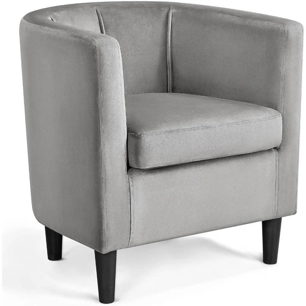 

Modern Velvet Armchairs with Big Ample Seat, Half Rounded Back, Cozy Upholstered Barrel Sofa Chair