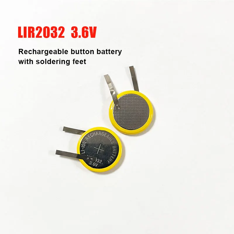 1-10pcs LIR2032 Rechargeable Battery 3.6V Button Cell LIR 2032 Batteries with Solder Pins for Watch Smart Band Loss Prevention