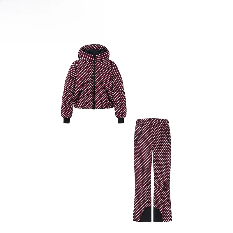 

Faionable Ski Series Outerwear And Flared Pants Set for Women by ZR Warm Long Sve Cotton Jaet Polyester Fiber Autumn C...