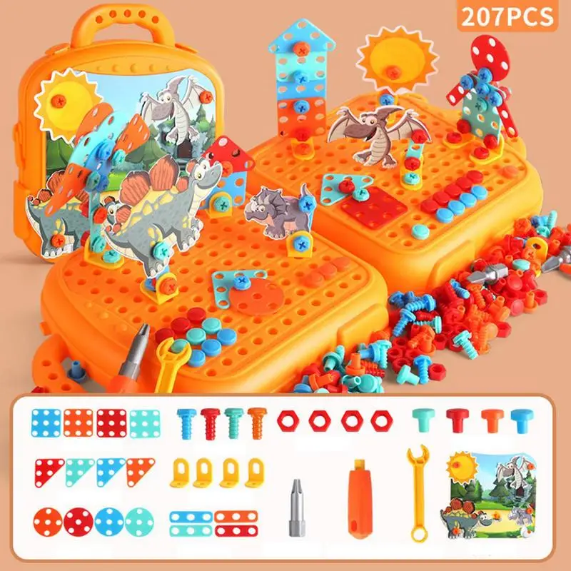 Set di trapano a mosaico Set di trapano per bambini blocchi di costruzione giocattoli a stelo trapano Puzzle giocattolo giocattoli da costruzione giocattoli educativi fai da te elettrici