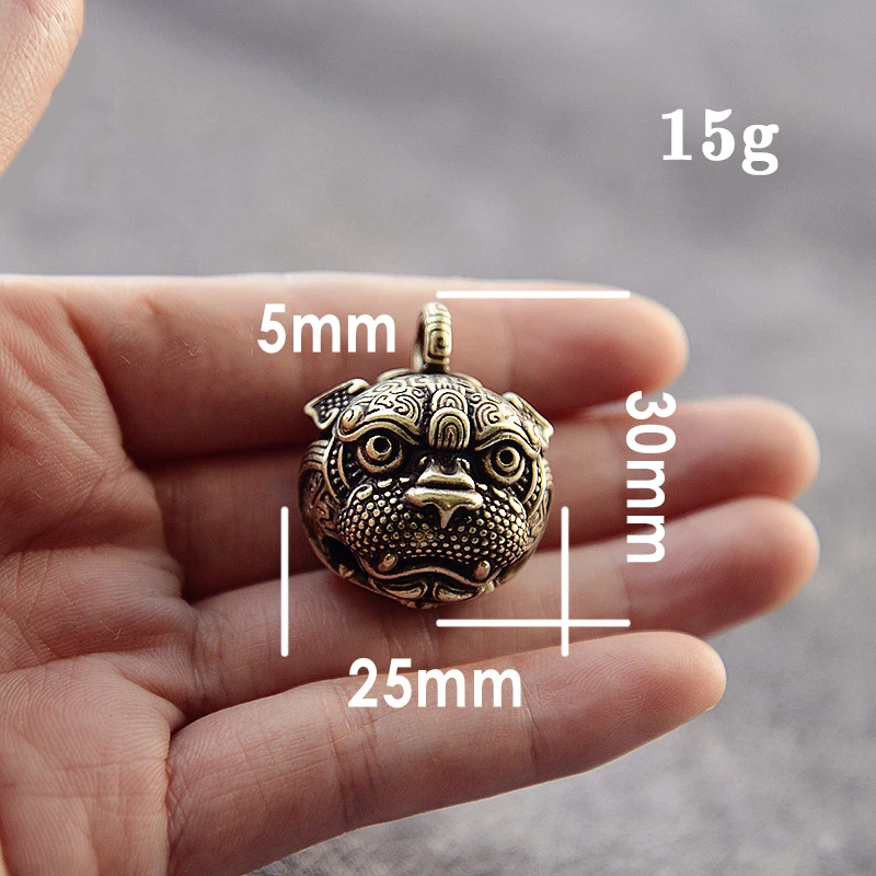 Vintage Metal Brass Tiger Key Chains DIY Hanging Jewelry Accessories Figurines Chinese Good Luck Tinkle Bell Charm DIY Keyring