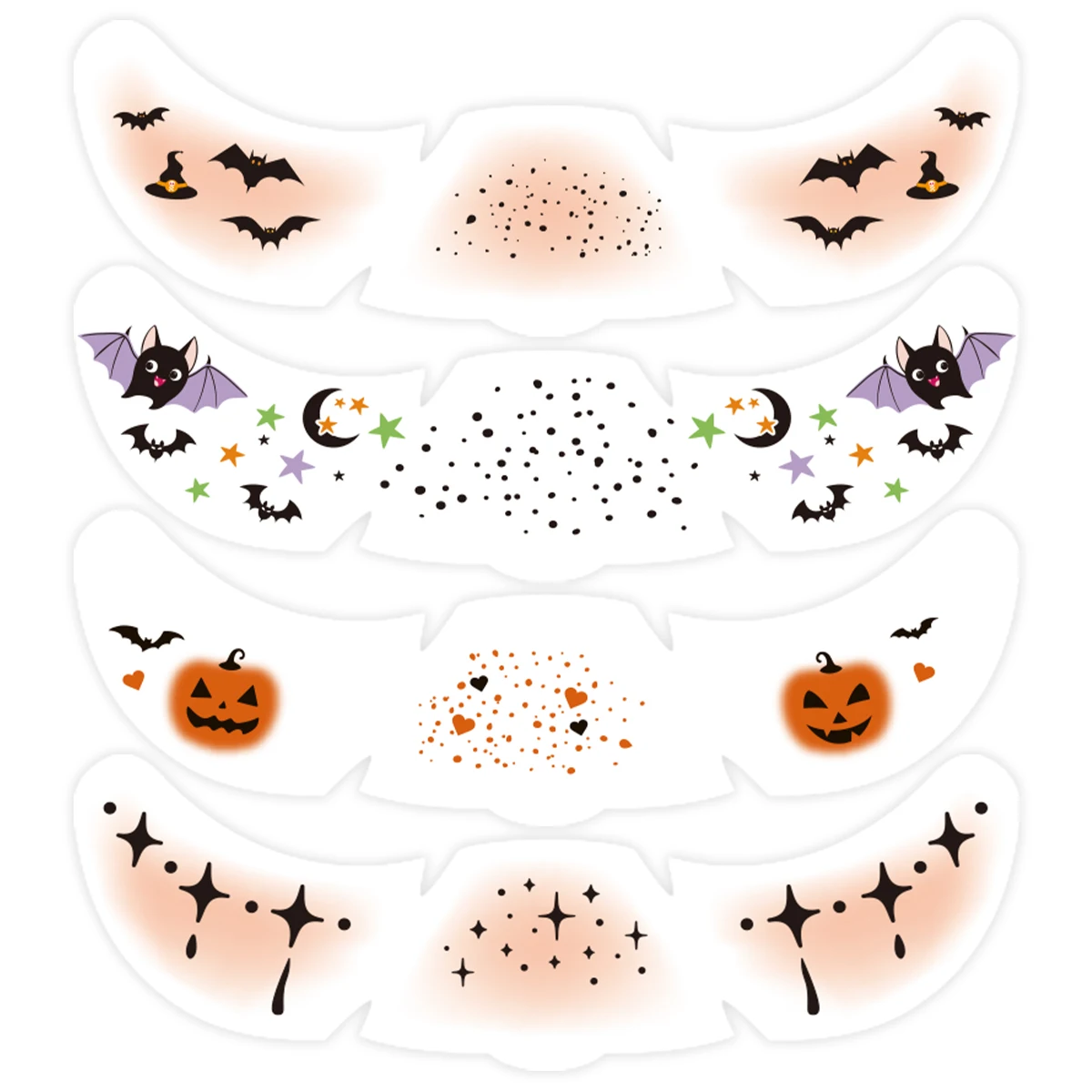 4pcs 할로윈 얼굴 문신 스티커 호박 박쥐 스타 문 가짜 주근깨 음악 파티 축제에 대 한... - 1