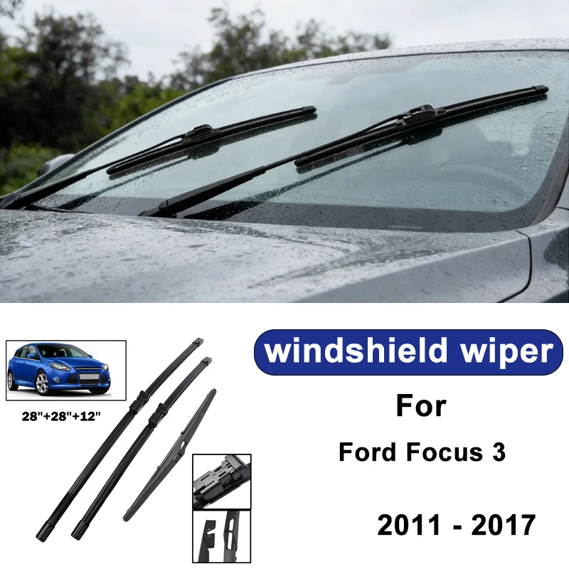 

For Ford Focus 3 2011 - 2017 car windshield front/rear wipers, silent wiper blades, car blade brush accessories