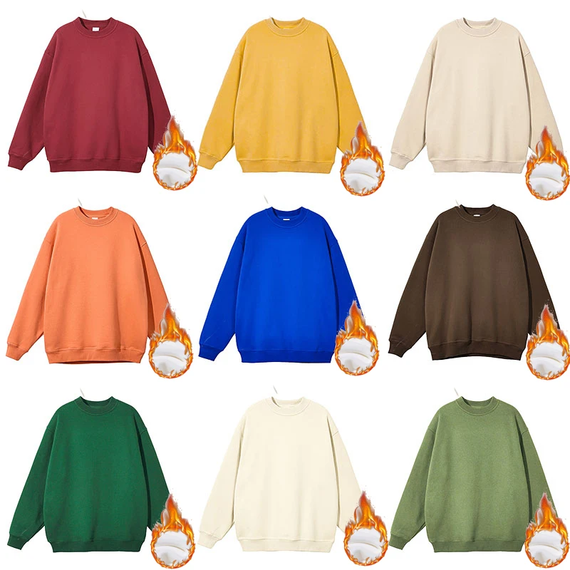 Thickened Cotton Fleece Women's Sweatshirt Winter Base Layer T-shirt Warm Comfortable Long Sleeve round Neck  Color