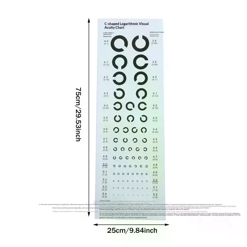 Near Vision Test Cards Vision Chart Decimal Broken C For Eye Exams | /Optical Supplies