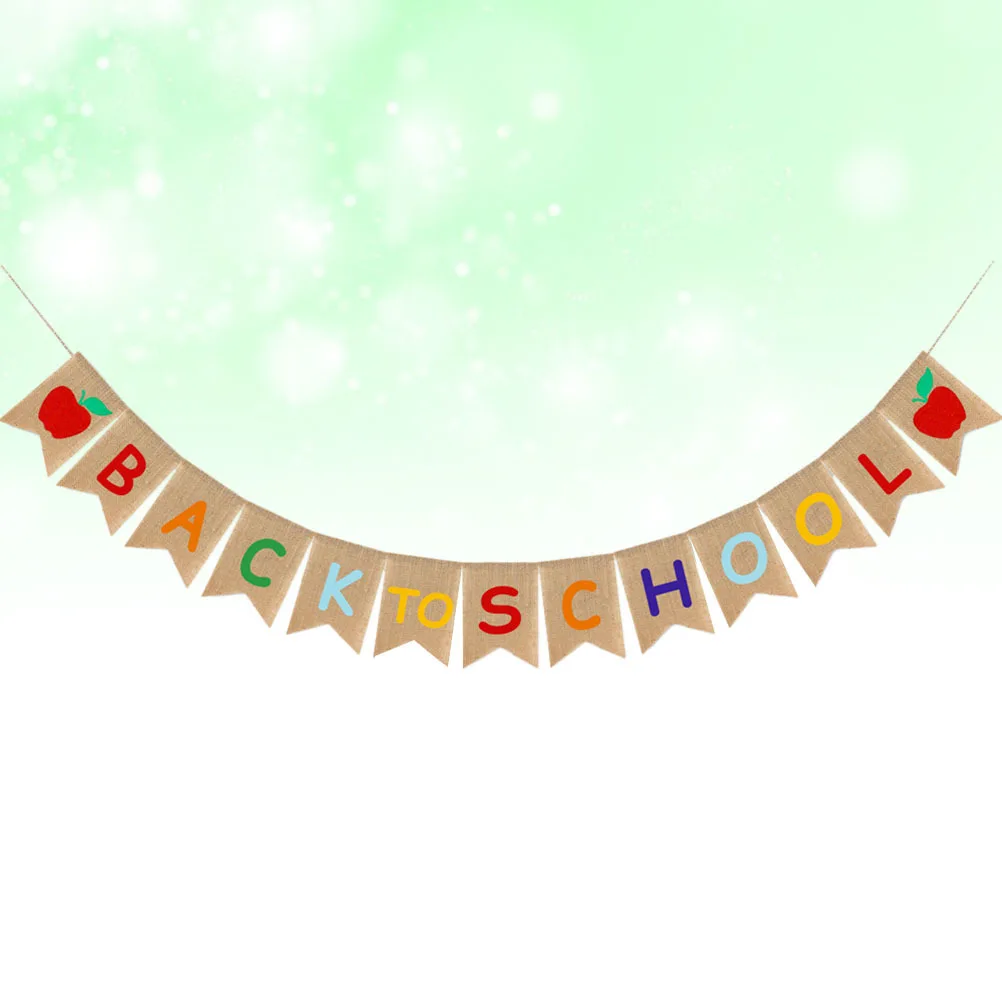 لافتة العودة إلى المدرسة من الخيش المعلقة لتزيين الحفلات بدءا سحب المدرسة وديكور الفصول الدراسية في اليوم الأول