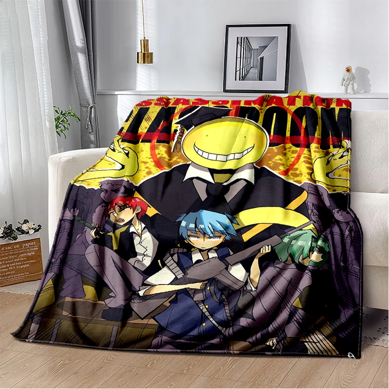 ثلاثية الأبعاد الكرتون اغتيال الفصول الدراسية أنيمي لينة الفانيلا البطانيات ، رمي بطانية مريحة للأسرة أريكة غرفة نوم المنزل الاطفال هدية