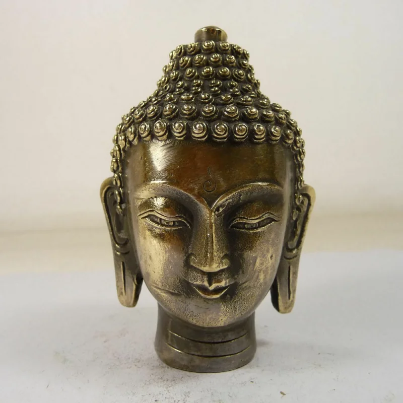 

Old Handmade Exquisite Bronze Statue Buddha Head Statue Blessing Chinese