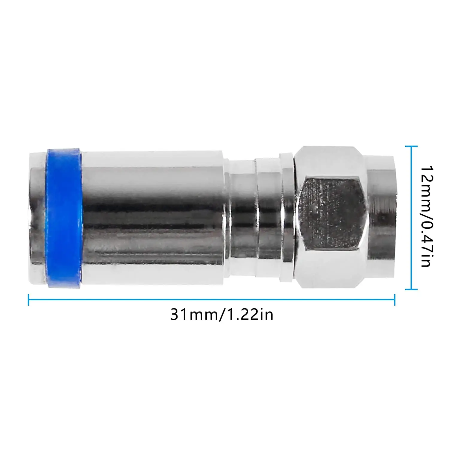 10cs RG6 Compression F Type Straight Antenna Cable Connector Coax Adapter for Antennas CATV Satellite CCTV