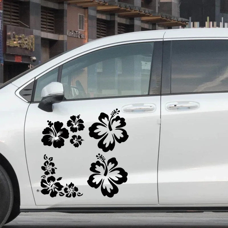15×15cm Hawaiian Hibiscus Flower Car Stickers, Creative Vinyl Decals Waterproof Sunscreen for Car Motorcycle Decor
