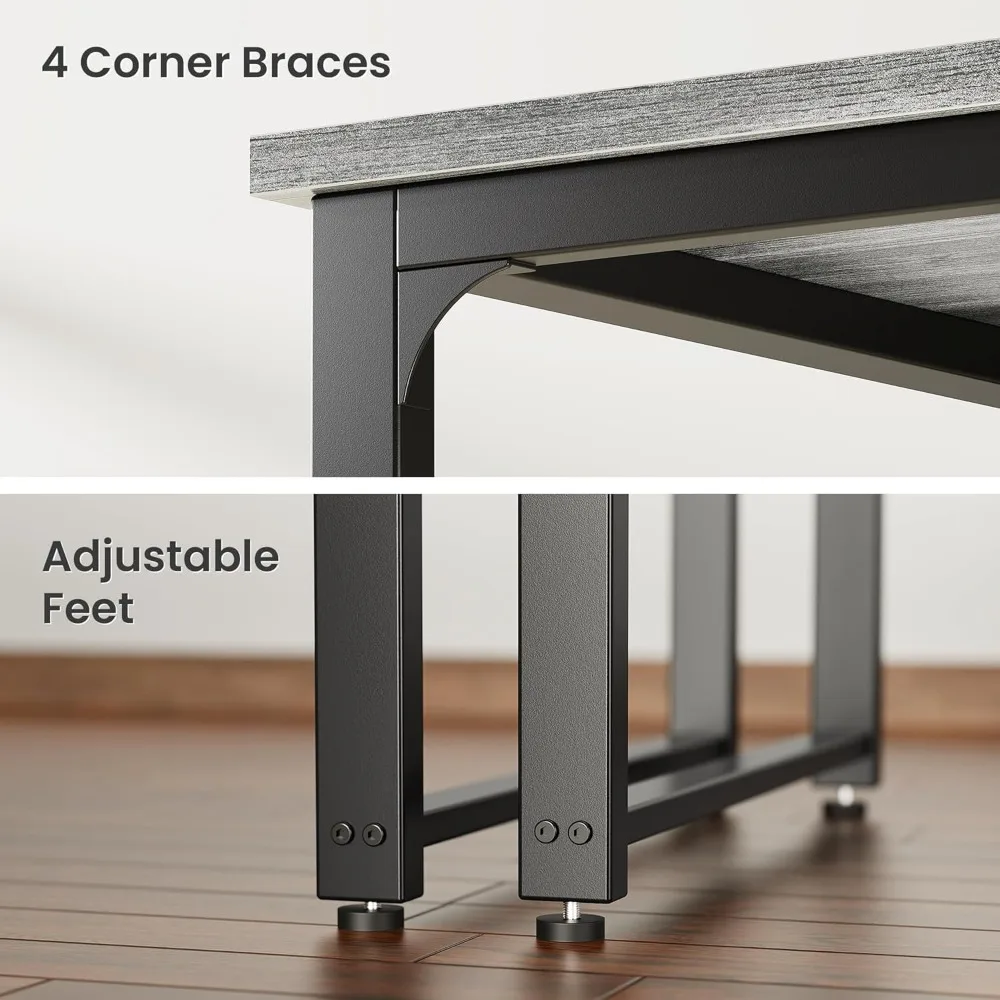 โต๊ะทำงานขนาดใหญ่ 63 x 24 นิ้ว พร้อมพอร์ตไฟและ USB-C ในตัว ความลึกและความหนาที่เพิ่มขึ้น โครงโลหะแข็งแรง ทนทาน