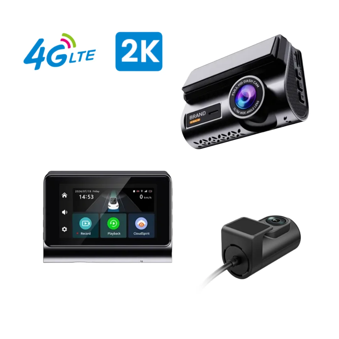 3Inch2K 4Gdashcam with dual lens record wifi gps tracking fit remote live video check on phone 12-24v power supply 4g car camera