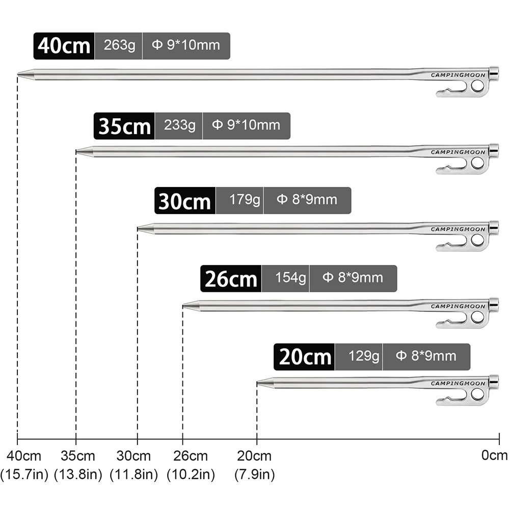 Колышки для палатки из нержавеющей стали, сверхмощные колышки для палатки с крючком, небольшой инструмент 20/26/30/35/40 см для навеса для кемпинговой палатки
