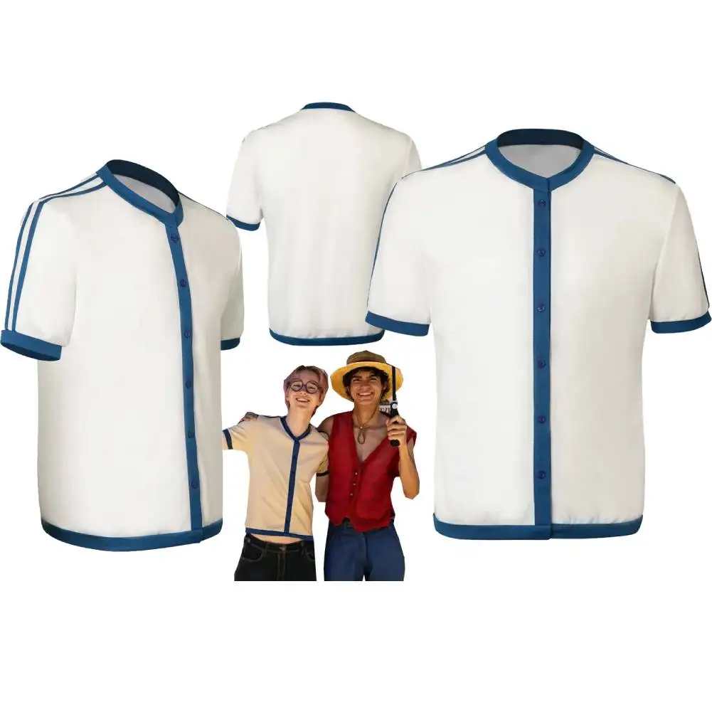 

Piece Coby Cosplay Fantasy Short Sleeve T-Shirt Live Action TV Costume Disguise Adult Men White Tops Haloween Clothes