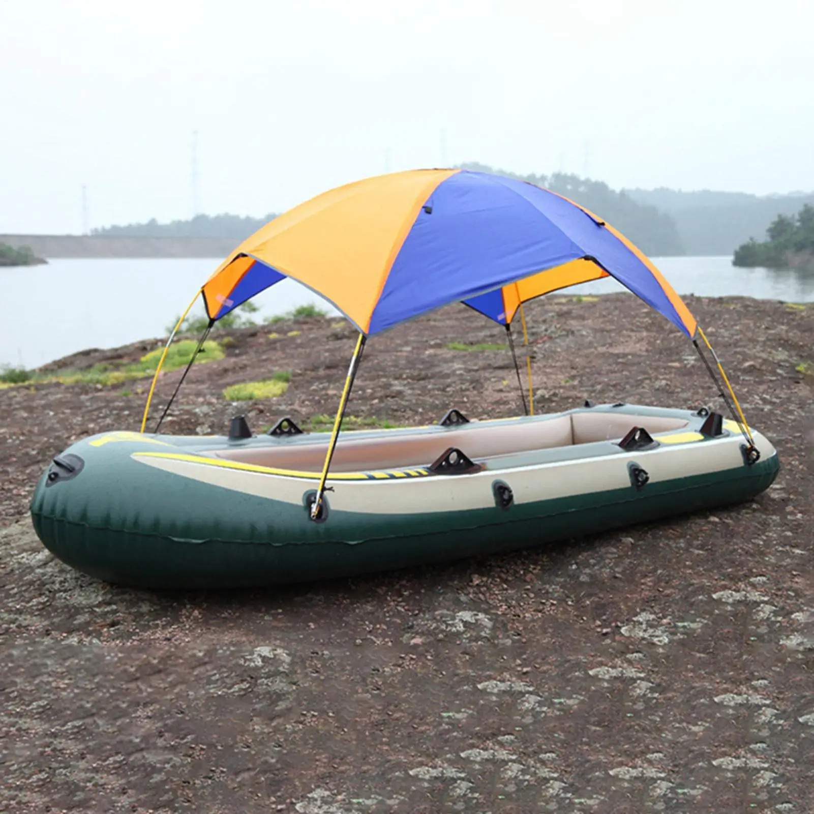 

Fishing Canopy Tent for Sun Shade Rain Canopy Inflatable Awning Top Sun Rain Shelter for Rubber Dinghy Water Sports 295X137X43CM