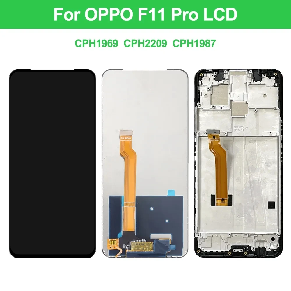 6.53\'\' Original For OPPO F11 F 11 LCD CPH1913 Display Screen Touch +Frame Digitizer Assembly For OPPO F11 pro CPH1969 Display