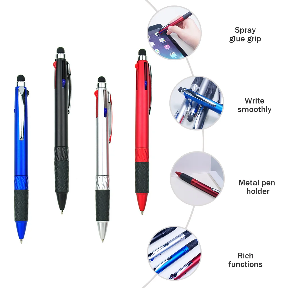 4 Pcs Multifunction Stylus Portable Writing Pens Touch Ballpoint with Phone Conference Multipurpose