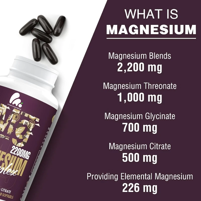 Liposome 2200MG Softgels Magnesium Threonine Glycine Citric Acid Three-in-One Supplement for Nutritional Support