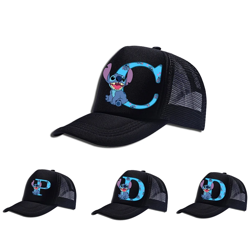 Disney Lilo & Stitch A- Z 26 lettere inglesi bambini Baseball Boy Girl Hat cappelli da sole berretto con stampa regolabile cappelli A punto per bambini