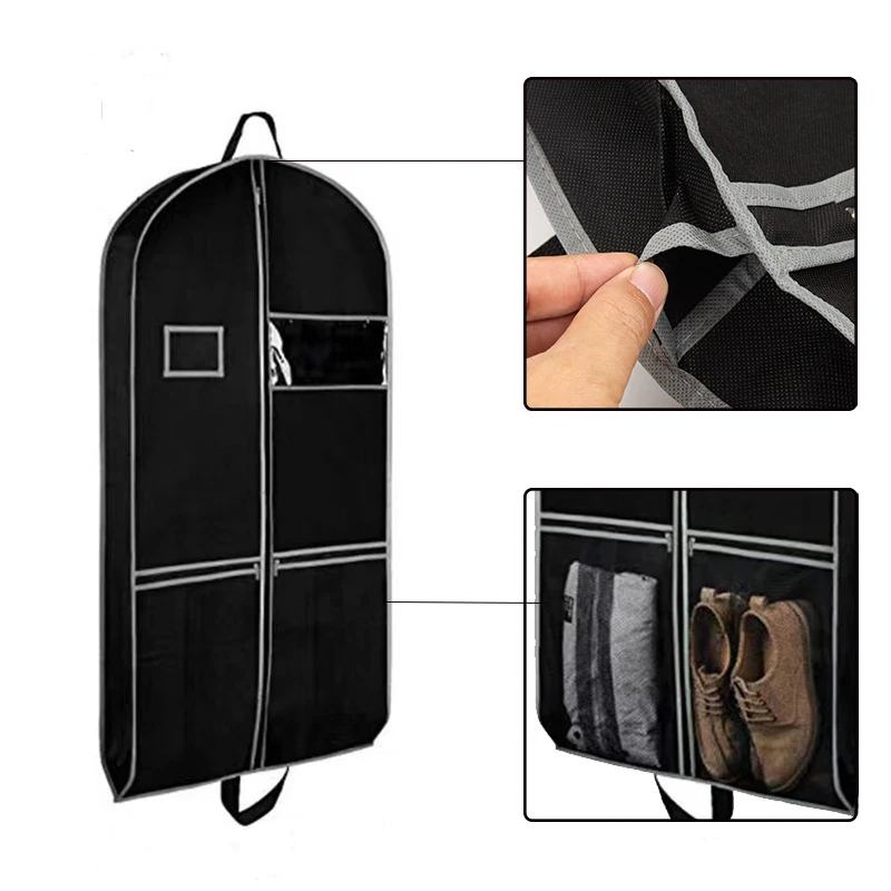 New Non-woven Fabric Breathable Garment Bags Suit Bag for Travel and Storage 43 inches Gusseted Dress Cover Protector for Closet