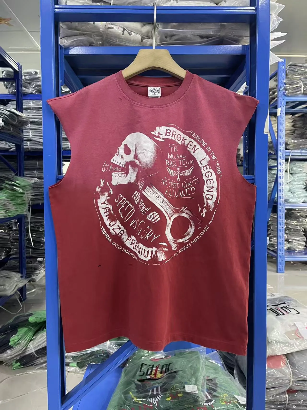 West Coast Choppers Speed and Glory Washed Repaired Pleated Skirt Blouse Sleeveless T-shirt