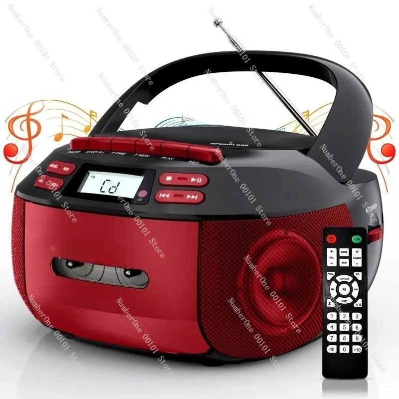 Bluetooth CD Player Stereo Tape Recorder AM FM Radio Kids Learning Machine Portable Music Player USB Playback Retro Audio Player
