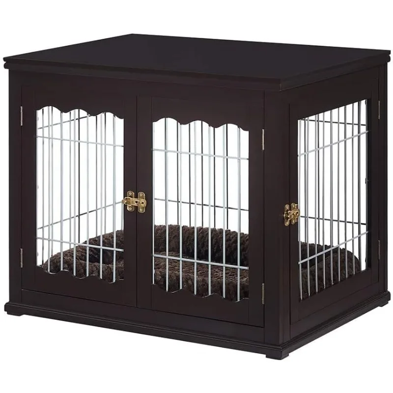 

Dog Crate for Medium Dogs,Modern Decorative Wooden Wire Pet Cage, Pretty Cute End Side Table Nightstand, Espresso