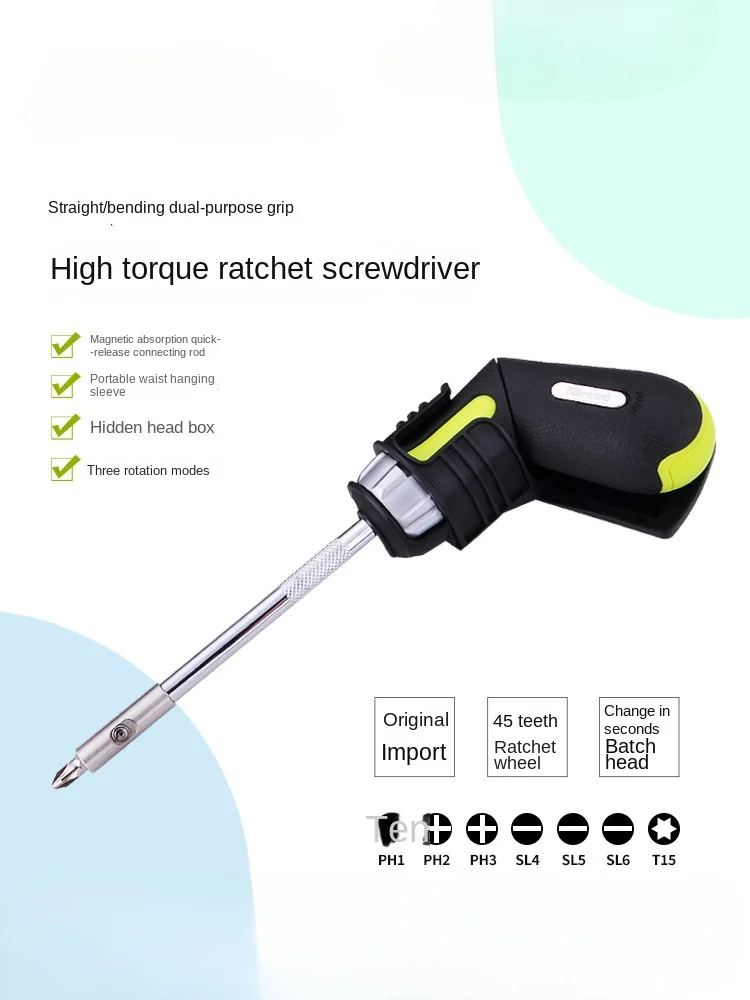 

Portable ratchet multi-function two-way screwdriver set repair tool magnetic quick-release bits professional screwdriver