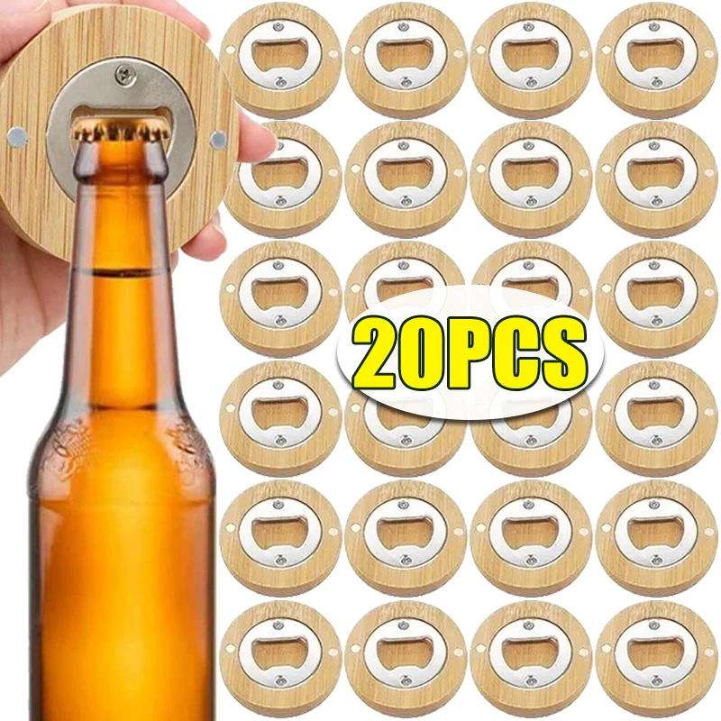 Abridor de botellas magnético de bambú, pegatinas magnéticas para refrigerador, abridor de botellas, utensilios de cocina, herramientas de bar, recuerdo de fiesta de boda, abridores de cerveza